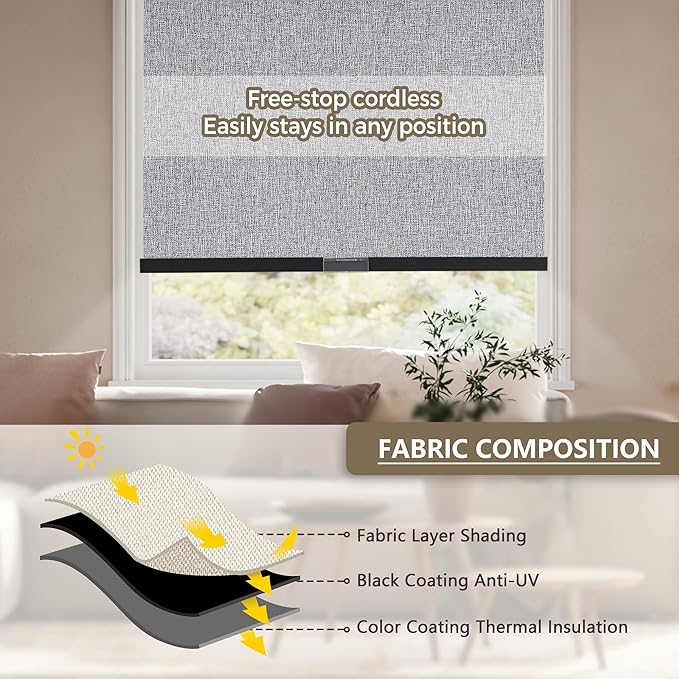 SUNOFF Cordless Blackout Roller Shades Blinds