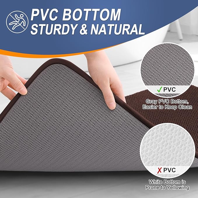 OLANLY Thick Memory Foam Bath Mats Rugs 59x35, Extra Soft Absorbent Bathroom Rug, Quick Dry Bath Mat, Non-Slip, Machine Washable Carpet for Bathroom, Tub and Shower, Home Decor Accessories, Brown