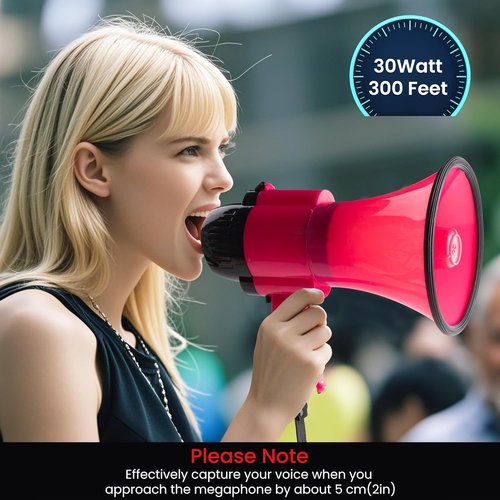 MyMealivos 30W Megaphone - Adjustable Volume Control & Siren | 800 Yards Range for Sports Events