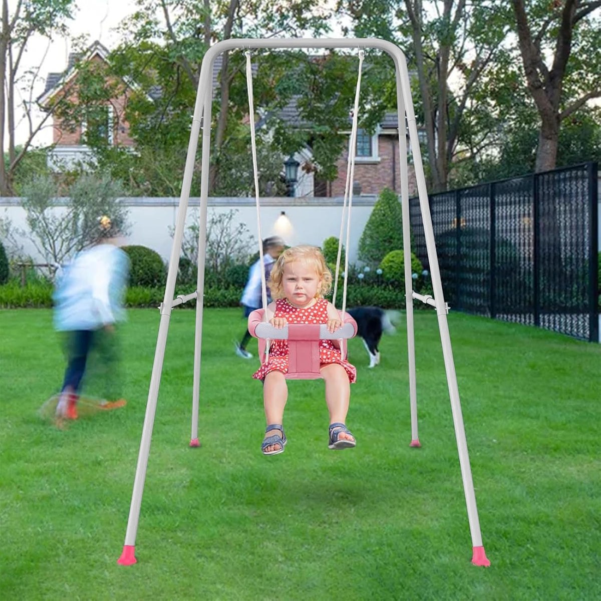 Skiennix 2-in-1 Baby Jumper & Swing - Versatile Indoor/Outdoor Use, Foldable Stand (Pink)