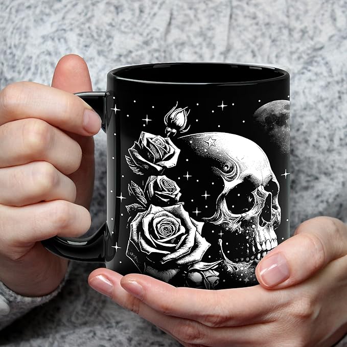 Roses And Skull Mug 11Oz Goth Gifts for Women Skull Gifts for Women Witchy Home Decor Halloween Mug - Goth Decor Gothic Cup Halloween Decorations
