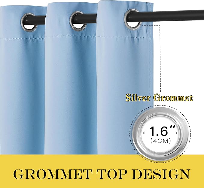 NICETOWN Blue Room Divider Curtains 100 inches Wide Curtains, Grommet Thermal