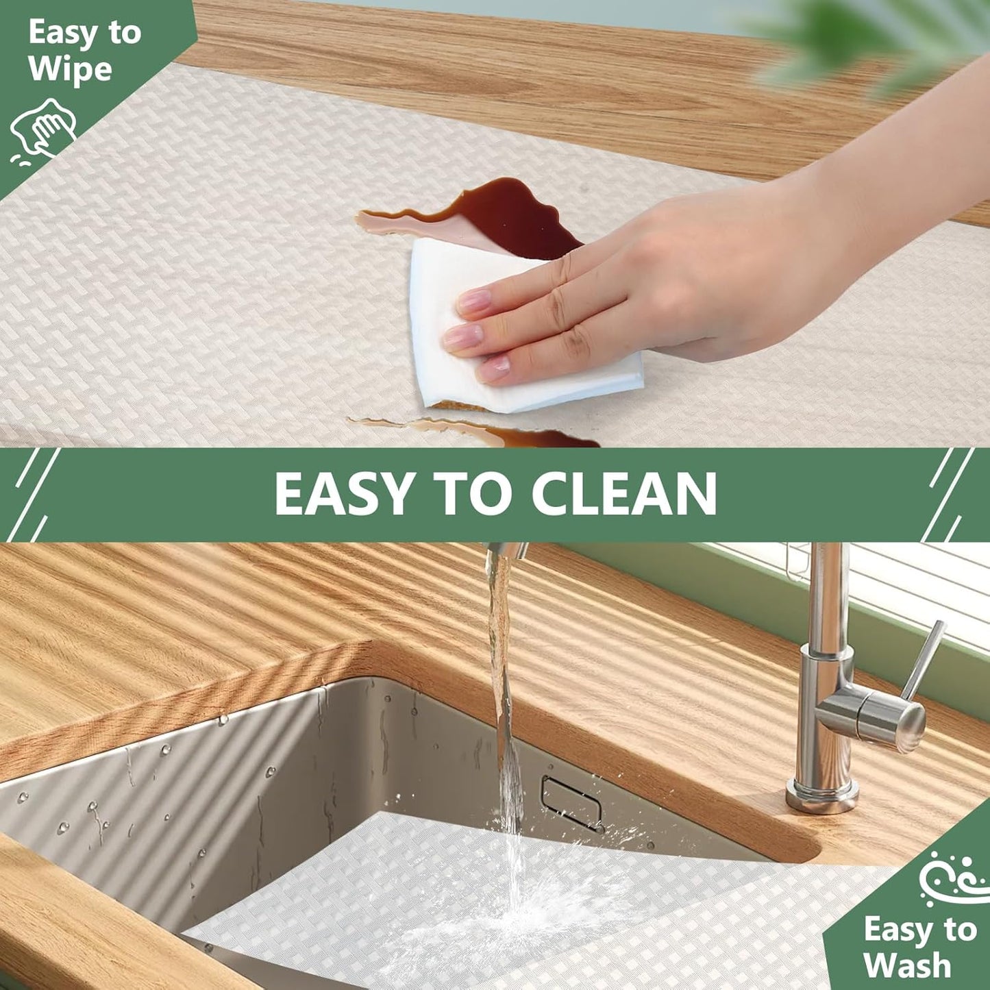 Shelf Liners, Non-Adhesive Drawer Liner, Waterproof & Oil-Proof Kitchen Cabinet Cupboard Liner Plastic EVA Material BPA Free Fridge Liner Mats Paper Protector for Shelves (Clear/24in x 240in)