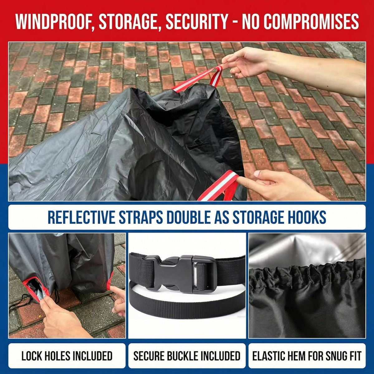 Skiennix Bike Cover - 500D Heavy Duty Waterproof Protection | Fits 1-3 Bikes, Windproof & Reflective Strips