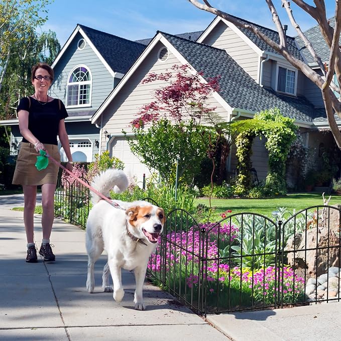 Decorative Garden Fence 17in (H) x25ft (L), Arched Rustproof Metal No Dig Fence for Dogs & Rabbit, Ornamental Animal Barrier for Flower Beds, Border Panels Fencing for Yard & Patio Outdoor Decor