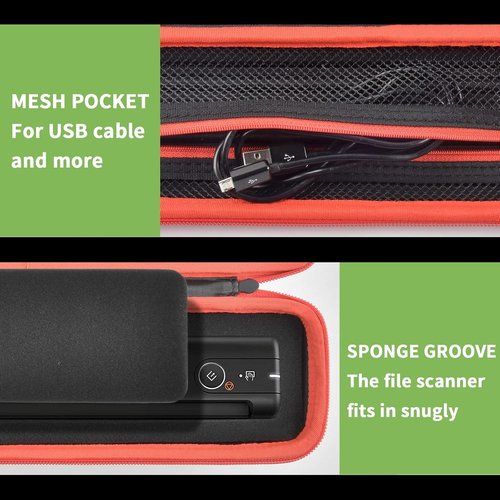 Epson Portable Scanner Case - Hard Carrying Case with Handle & Mesh Pocket for USB Cable | Black