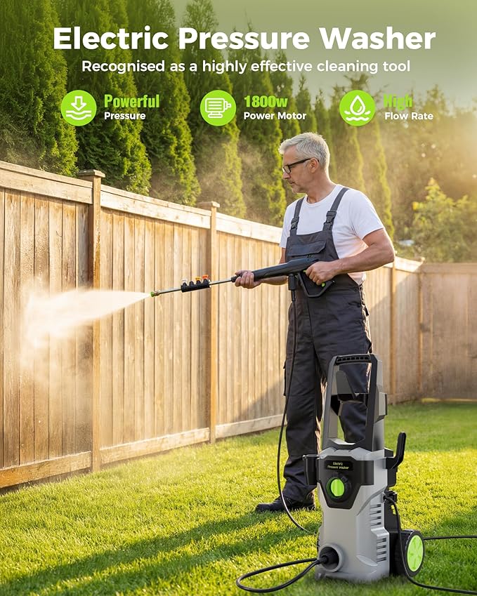 Pressure Washer, Compact Power Washers with 4 Quick Connect Nozzles, High Pressure Washer for Cars, Fences, Patios, Decks, Boats, Home Use