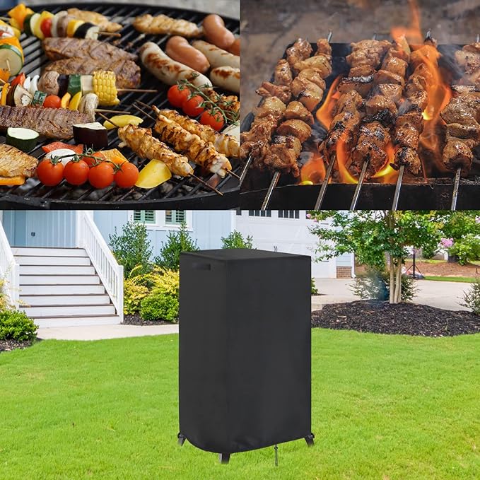 Smoker Cover Fit for Maison BACKYARDS Large Vertical Electric Smoker Grill, Waterproof Outdoor Grill Smoker Covers with UV Protection & Windproof Straps -19" D x 23" W x 45" H