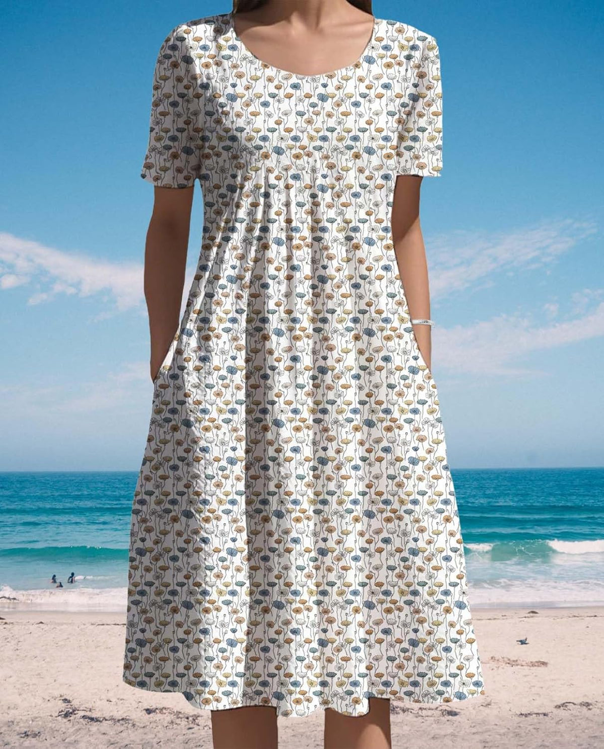 Skiennix Women's Floral Printed Dress - Comfy Oversized Short Sleeve with Pockets | Summer 2025 Collection