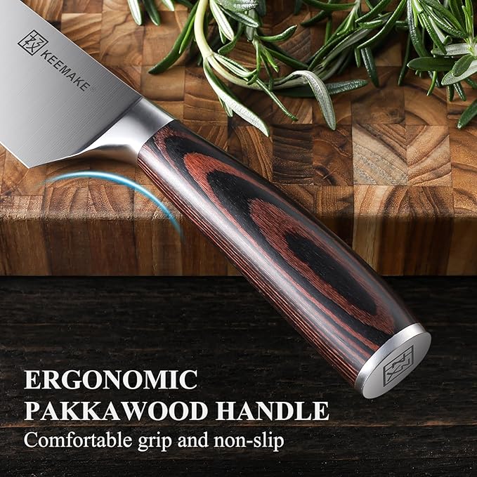 KEEMAKE Professional Chef Knife Set 2 Pieces - Kitchen Knives High Carbon Stainless Steel Ultra Sharp Blade & Ergonomic Pakkawood Handle, Perfect for Meat Cutting, Vegetable Chopping & Culinary Gifts