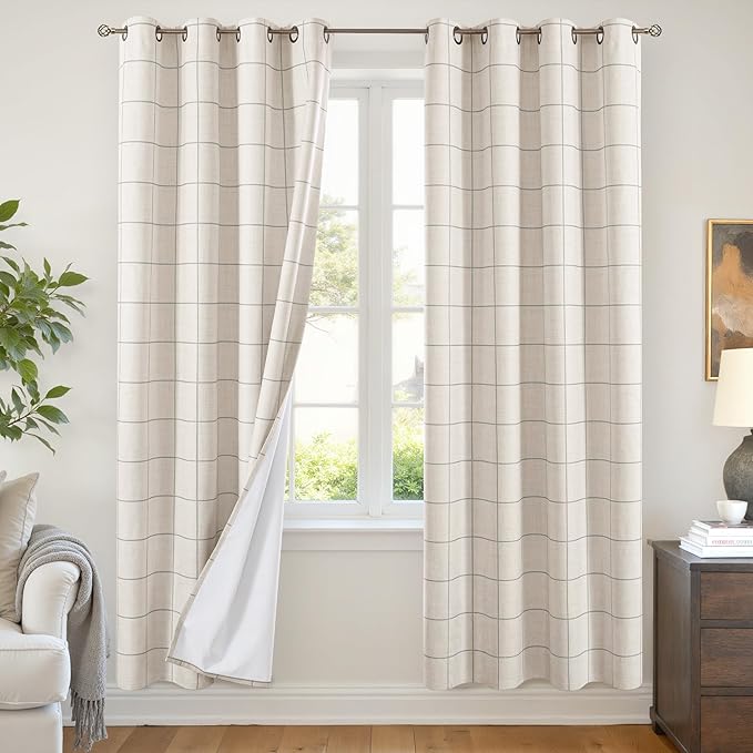 Lajode Grey Linen Blackout Curtains