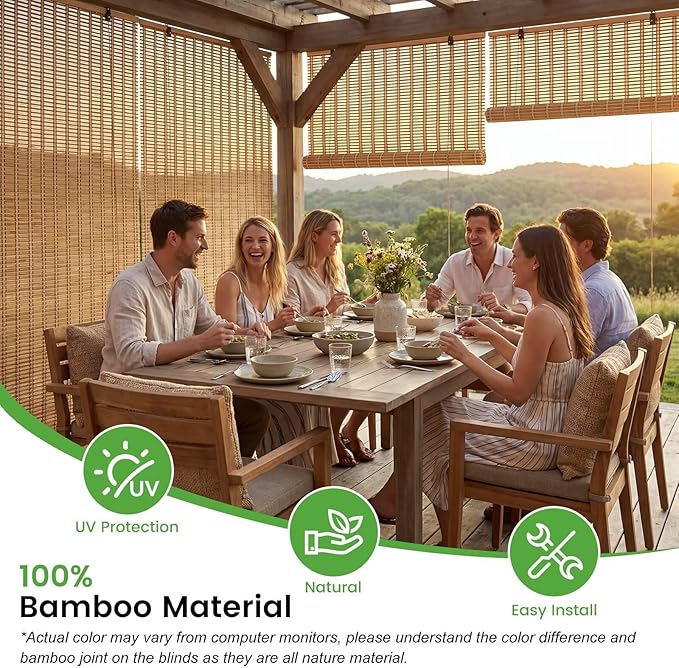 Bamboo Blinds, Custom Sizes Roller Shades