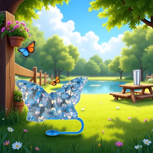 Butterfly Straw Covers for Stanley Cup, Bling Bow Straw Tips Lids Protectors - Dust-Proof, Reusable Silicone - Blue