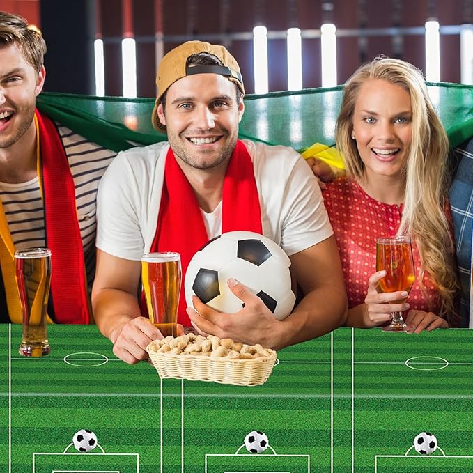 2 Packs Soccer Tablecloth Plastic 54 X 108Inch, Soccer Party Decorations Table Cloth Disposable Rectangle Sports Ball Table Cover for Soccer Birthday Party Supplies (Soccer)