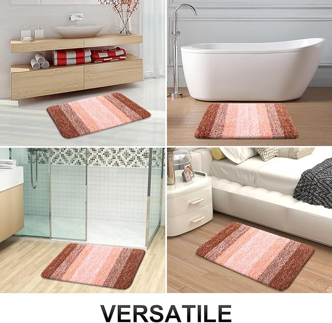 OLANLY Bathroom Rugs Mat 44x32, Extra Soft Absorbent Microfiber Bath Rugs, Rubber Backing, Quick Dry, Machine Washable Bath Mats for Bathroom Floor, Tub and Shower, Home Decor Accessories, Orange