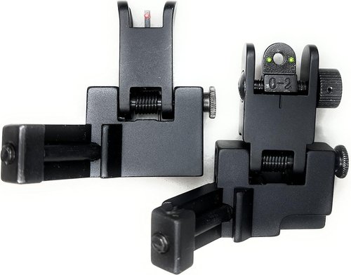 Dagger Defense Fiber Optic BUIS | Canted Iron Sights with Spring Loaded Deployment