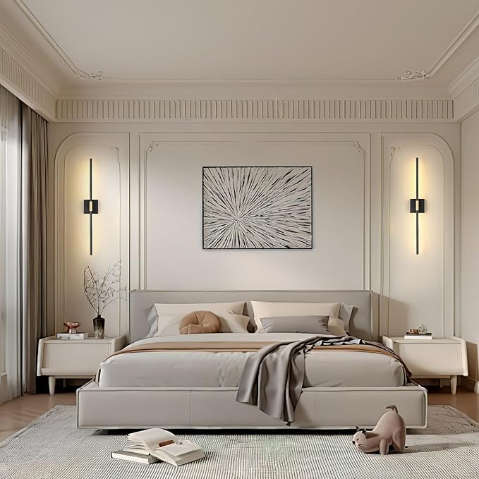 Morauroral 36 Inch Battery Operated Wall Sconces Set of 2, Dimmable Battery