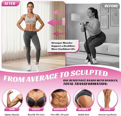 HOXWC Multifunction Resistance Band - 50LBS Thickened Bands for Core, Arms, and Legs | Portable Workout Equipment