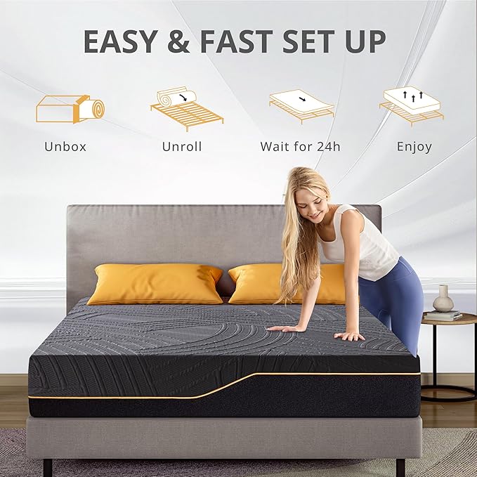 14 Inch Cal King Mattress in a Box, Copper Memory Foam Mattress with Cooling Cover, Medium Firm for Pressure Relief, Fiberglass-Free, CertiPUR-US Certified, Foam Made in USA, 72"x84"x14"
