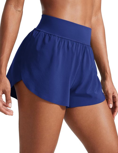 CRZ YOGA High Waisted Running Shorts - Comfy Mesh Liner for Women | Quick Dry, 3" Split Design