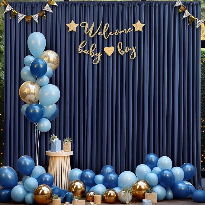 Navy Blue Backdrop Curtain for Parties Wrinkle Free Photo Curtains Backdrop Drapes Fabric Decoration for Wedding Birthday Party Baby Shower 5ft x 7ft,2 Panels