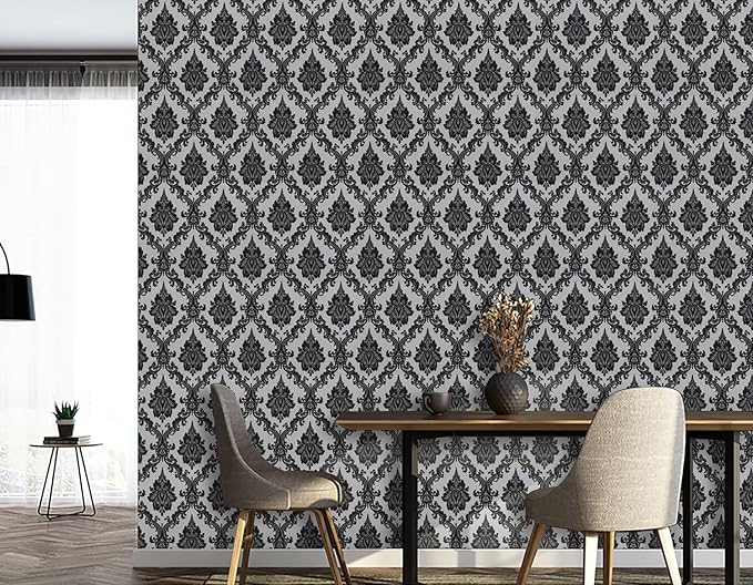 17.7" x 78" Peel and Stick Wallpaper Black Wallpaper