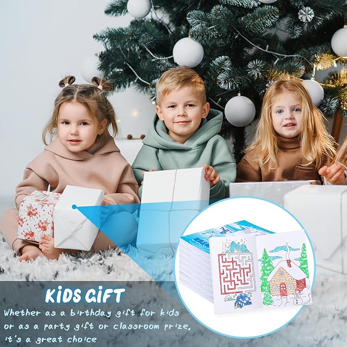 BenLouis 24 Winter Mini Coloring Books Kids with 24 Stacking Crayons Polar Animals Party Favors Activity Books Bulk for Kids Winter Holiday Goodie Bag Gift Stuffer Classroom Reward