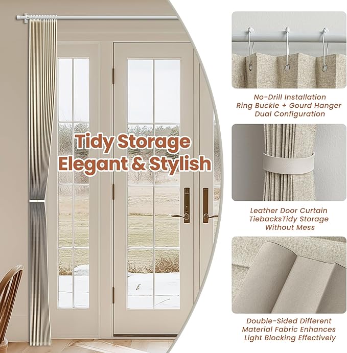 AJAZZ Blackout Accordion Door Curtain 98"x84" Cream Yellow