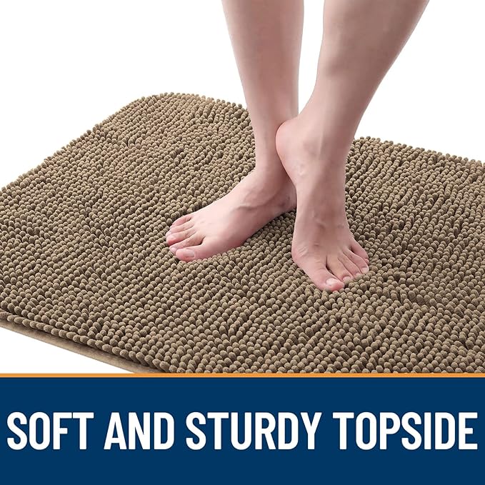 OLANLY Dog Door Mat for Muddy Paws 59x32, Absorbs Moisture and Dirt, Absorbent Non-Slip Washable Doormat, Quick Dry Chenille Mud Mat for Dogs, Entry Indoor Entryway Carpet for Inside Floor, Tan