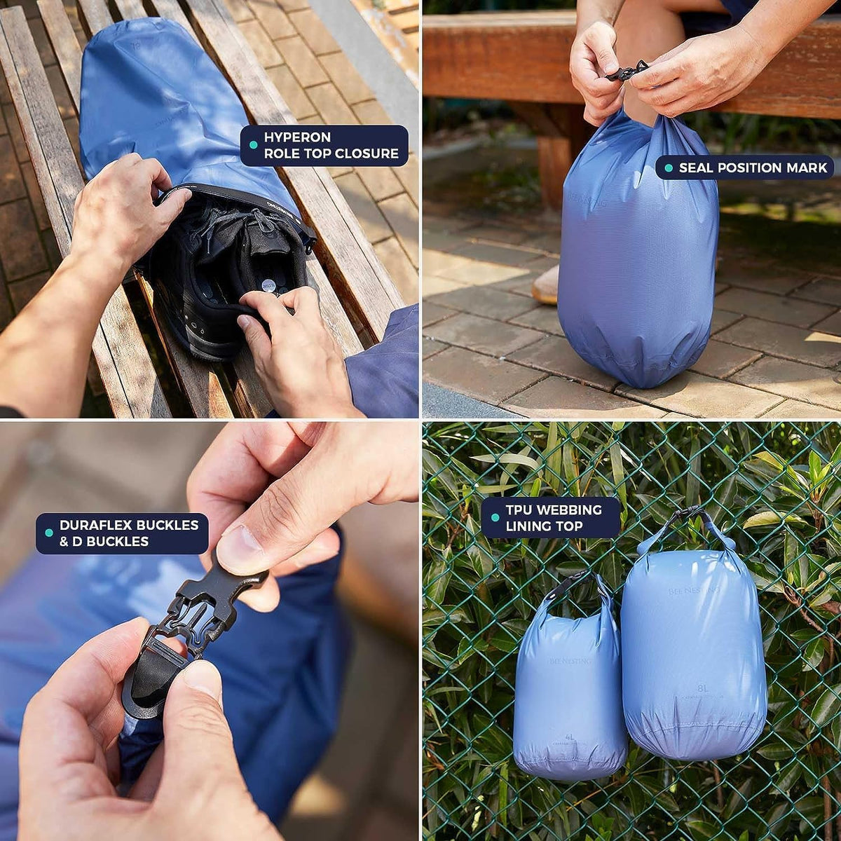 Bee Nesting Waterproof Dry Bag - Lightweight Marine Dry Sack for Kayaking, Rafting & Outdoor Adventures