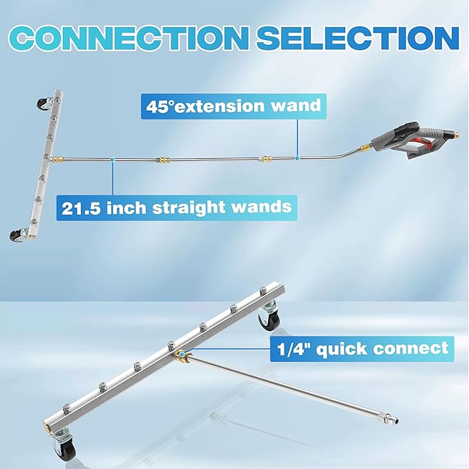 M MINGLE 24” Undercarriage Pressure Washer Attachment, Undercarriage Sprayer with 7 Nozzles, Under Car Washer with 3 Pieces Extension Wand, 4000 PSI