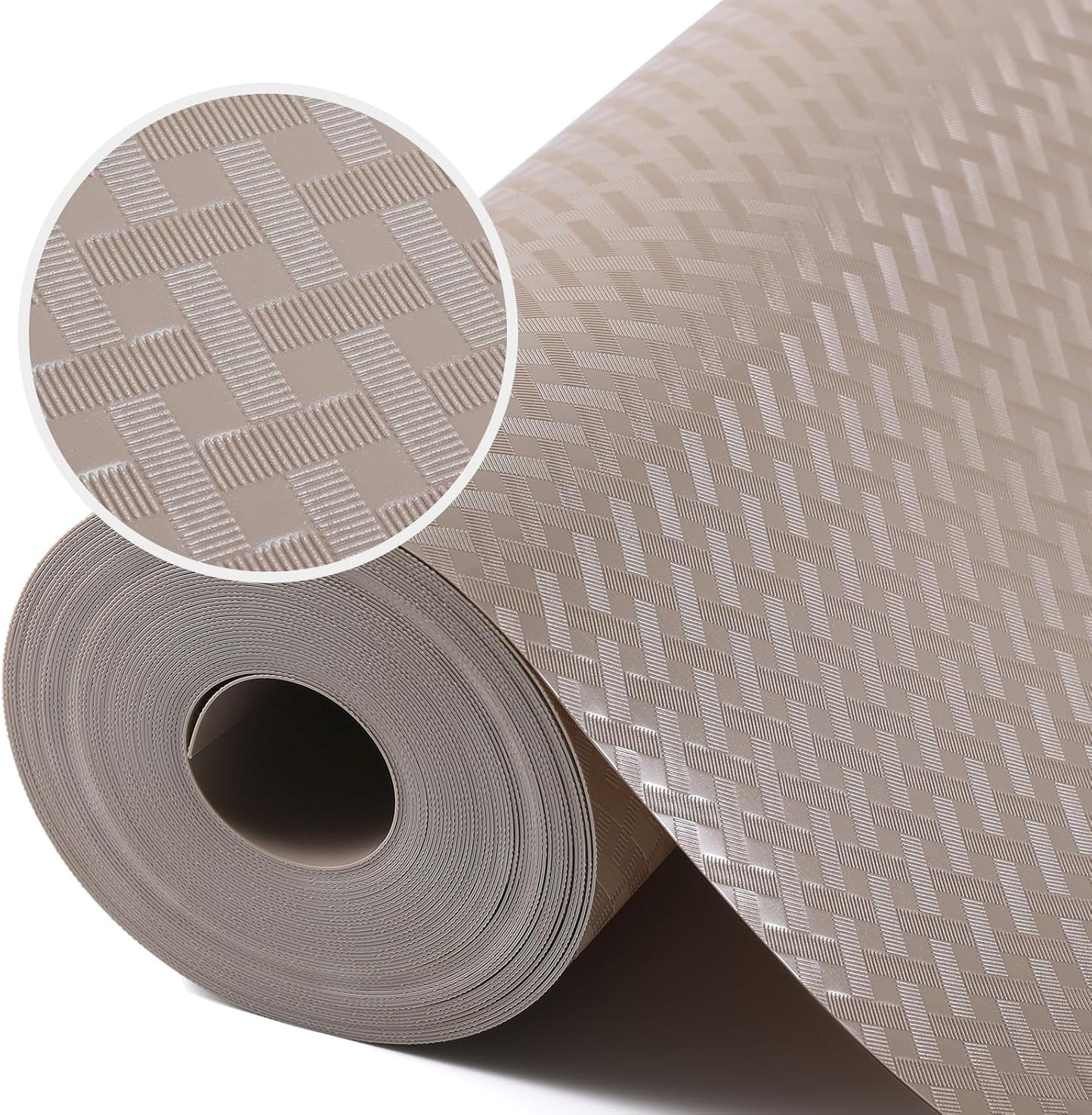 Shelf Liners for Kitchen Cabinets, Waterproof and Oil-Proof Kitchen Cupboard Liner, Refrigerator Liners and Plastic Drawer Mats EVA Non Adhesive Shelves, Fridge - Beige 17.5 x 393.7 Inches
