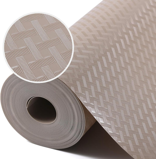 Shelf Liners for Kitchen Cabinets, Waterproof and Oil-Proof Kitchen Cupboard Liner, Refrigerator Liners and Plastic Drawer Mats EVA Non Adhesive Shelves, Fridge - Beige 17.5 x 393.7 Inches