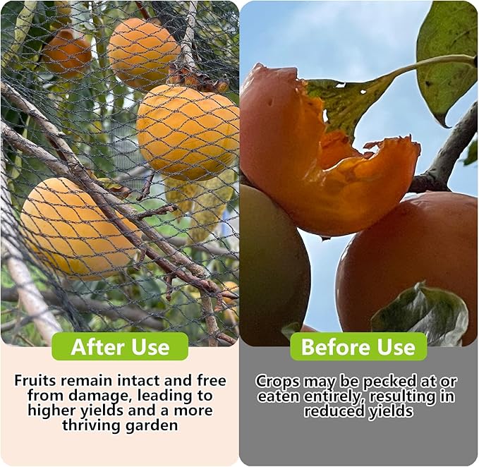 15x20ft Bird Netting, 1/2 inch Mesh, Heavy Duty Garden Netting for Fruit Trees, Blueberry Bushes, Vegetables, Extra Strong Woven Mesh Against Birds, Deer, Squirrels, Poultry and Other Animals