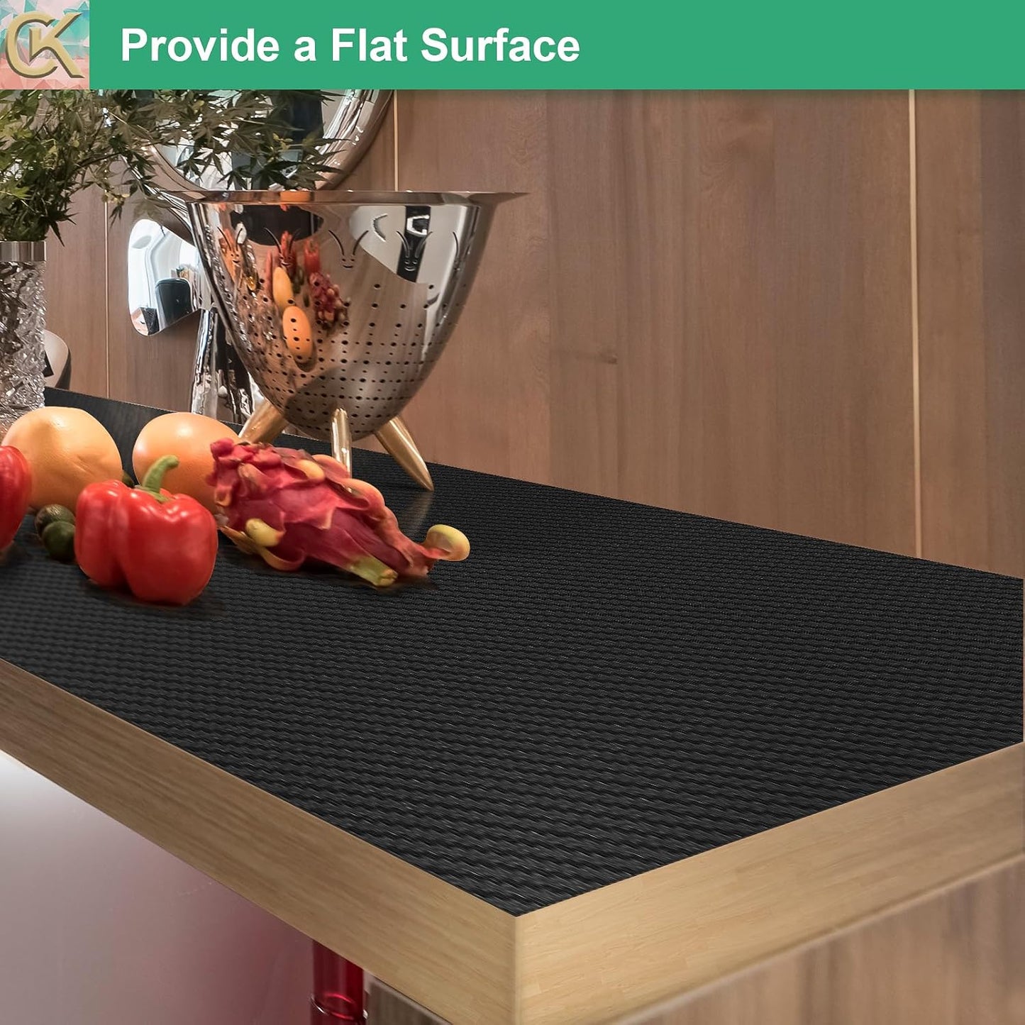 Self-Adhesive Shelf Liner Kitchen Liner, Waterproof Backed Paper Easy Peel and Stick Contact Liner Without Residue for Decor Your Desk Surface, Kitchen Countertops (Black, 23.6 x 393.7 inches)