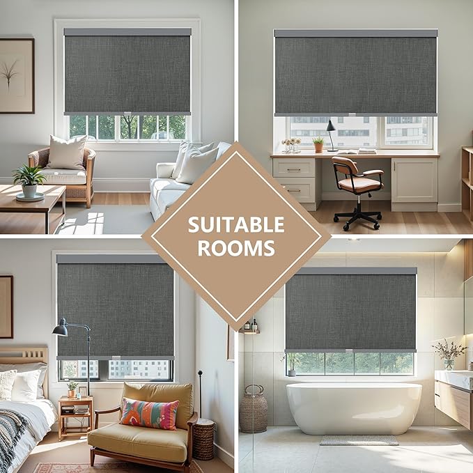 AOSKY Custom Linen Roller Blinds Shades