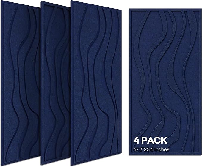 BUBOS 4 Pack Large Acoustic Panels, Total Size 47.2 x 23.6 Inches Soundproof