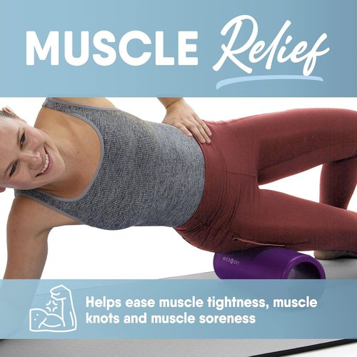 MICRODRY Deluxe Foam Back Roller - Muscle Relief & Deep Tissue Massage - 13x5.3, Purple