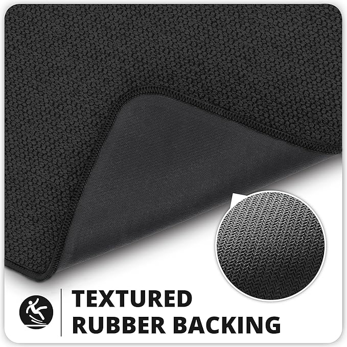 Bath Mat,Ultra Thin Bathroom Runner Rugs,Large Bath Mats for Bathroom,Quick Dry,Non-Slip,Machine Washable,Low Pile,Bath Rug,Shower Outside,Sink,Home Decor Accessories.Black,1'5"x2'3"(2 Pack)
