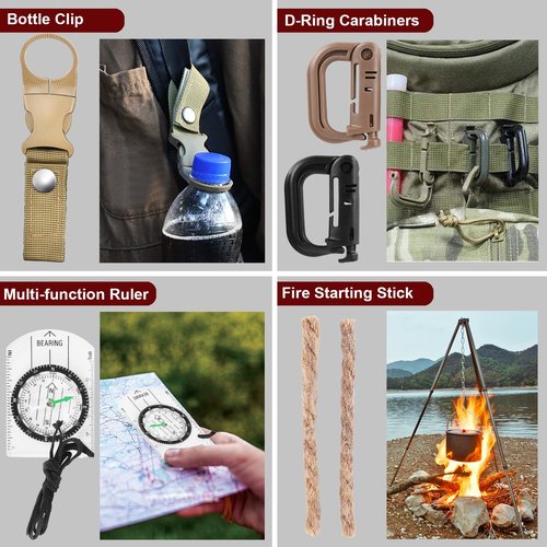 Gifts for Father's Day Men - 118-in-1 Survival Kits - Military-Grade Survival Gear for Outdoor Adventures, Disaster Preparedness, Car/Home/Office Emergency Kit with First Aid Supplies