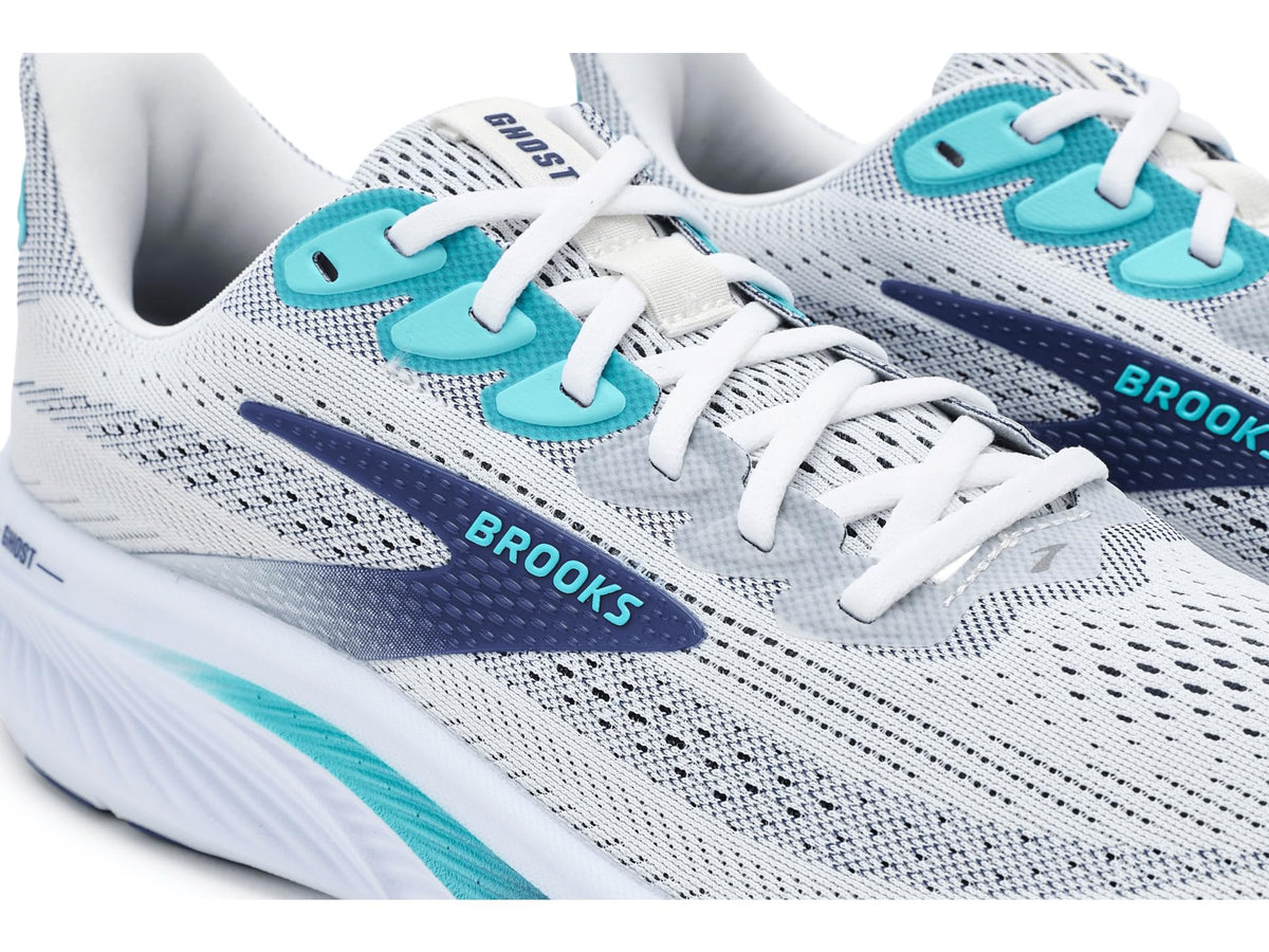 Brooks Men's Ghost 17 White/Beacon Blue/Ipanema 12.5 Medium