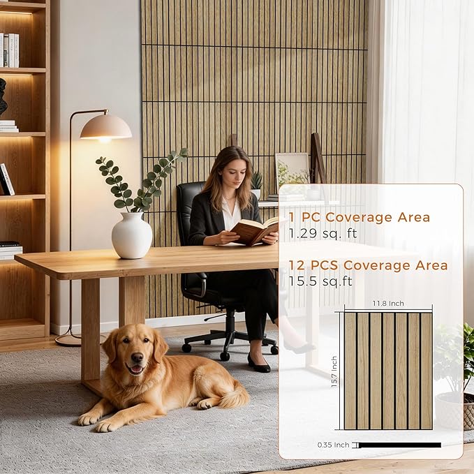 12 Pack PVC Wood Panels for Wall, 11.8 x 15.7 x 0.35 Inch Sound Absorbing Panels