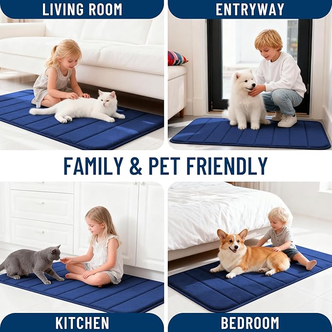 OLANLY Memory Foam Bath Mat 70x46, Super Soft Absorbent Bathroom Rugs, Quick Dry, Machine Washable Shower Floor Rugs, Bathmat Carpet, Bathroom Home Decor Accessories, Twilight Sapphire