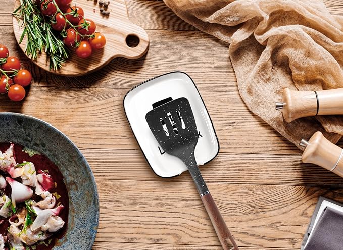 Ceramic Spoon Rest for Kitchen Stove Top Counter, Funny Let's Cook White Spoon Holders for Chef, Modern Farmhouse Kitchen Cute Decor