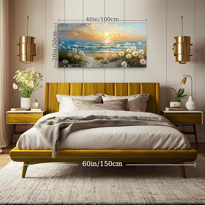 SERIMINO Large Canvas Wall Art Prints, Ocean Sunset Landscape Canvas Prints