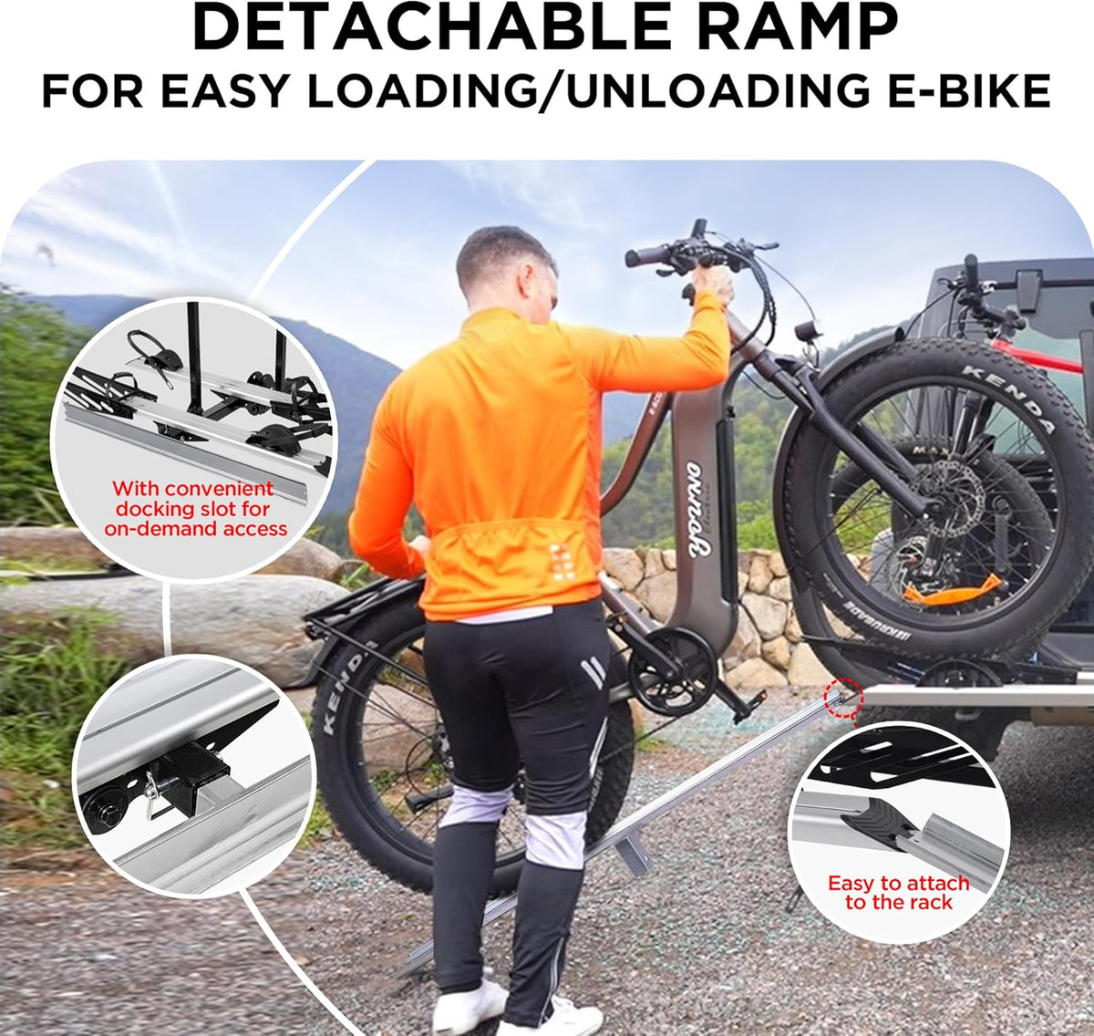 Young Hitch Mount Bike Rack - 200 lbs Capacity for 2 E-Bikes | Fits Cars, SUVs, RVs & Trailers