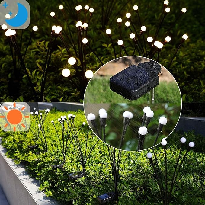 ZFNN Solar Garden Lights Outdoor, 10 Pack 60 LED Solar Firefly Lights, Swaying Waterproof Garden Decor for Yard Patio Pathway Lawn Gardening Gifts