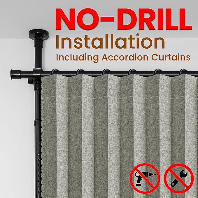 100% Blackout Room Divider Curtains Sets Grey W100 x L84 in 1 Panel No Drill