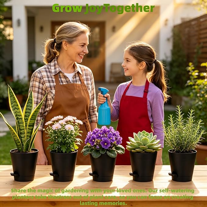12 Pack 4 Inch African Violet Pots Self Watering, Self-Watering Planters with Drainage Holes & Reservoir, Black Plastic Pots for Indoor Outdoor Plants, Succulents & Flowers