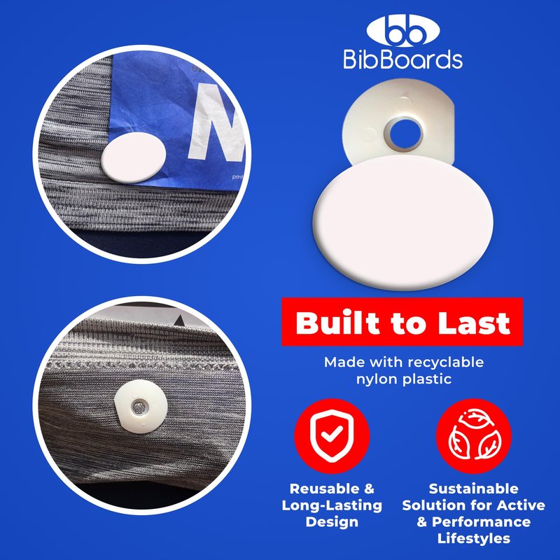 BibBoards danceSNAPS Bib Clips Safety Lock Fasteners for Dancers, Competitions, Rodeos - Secure Numbers Without Pins - Reusable, Non-Damaging, Gentle on Fabric - White (4pcs)